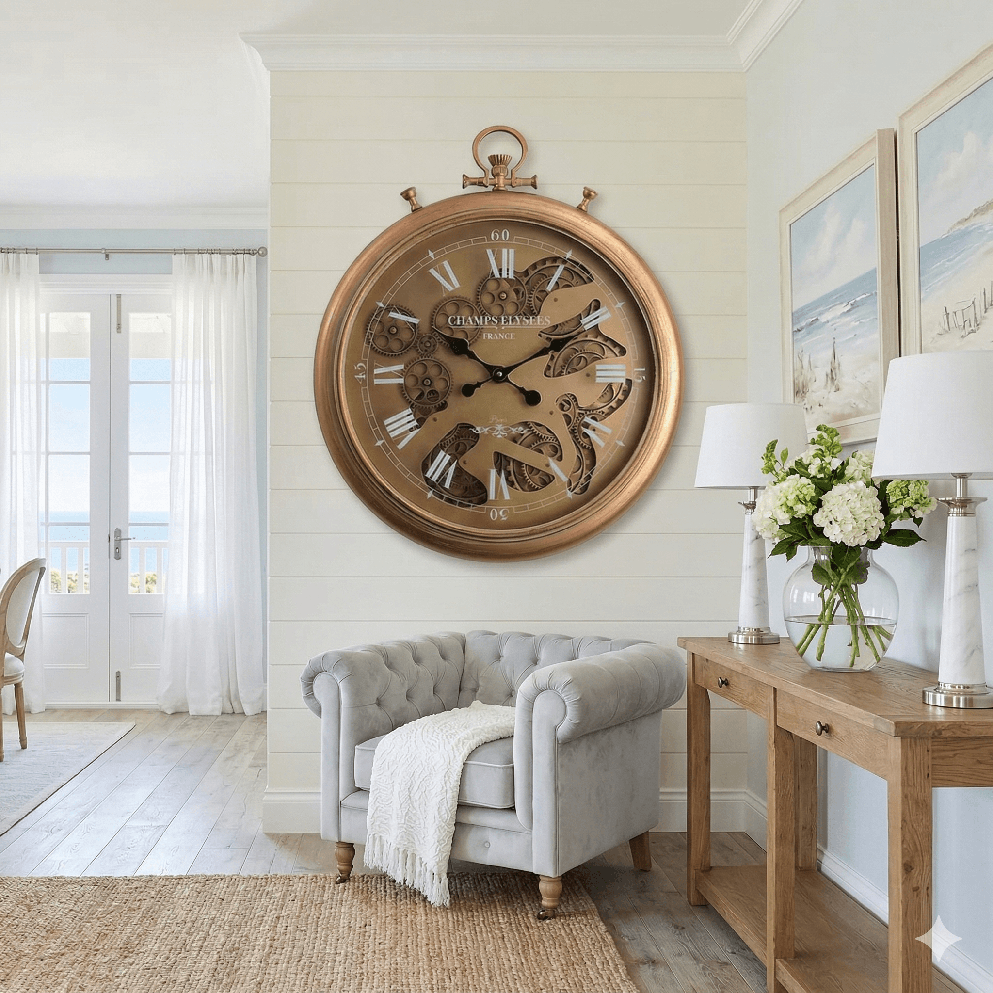 Gold Chronograph Gear Wall Clock 62cm