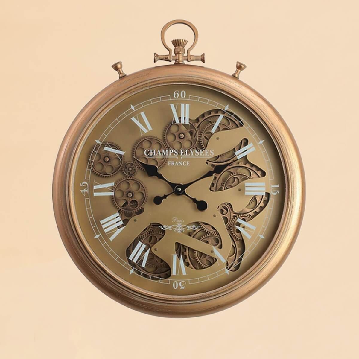 Gold Chronograph Gear Wall Clock 62cm