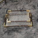 Gold Handle Acrylic & Wood Serving Tray