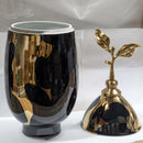 Gold Leaf Finial Ceramic Ginger Jar Ornament