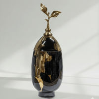 Gold Leaf Finial Ceramic Ginger Jar Ornament