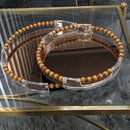 Gold Trim Round Mirror Serving Tray Set
