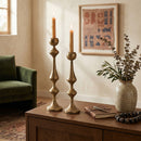 Luxor Antique Brass Hammered Candle Holders Set