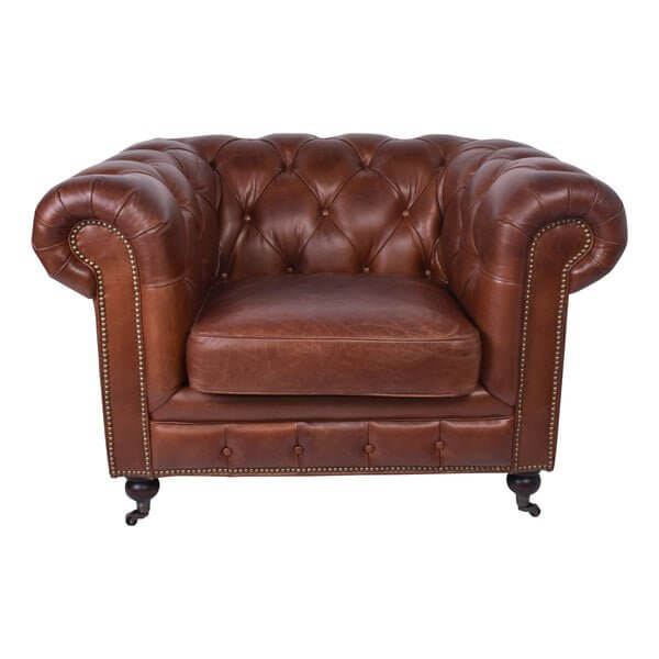 Hampton Court Aged Leather Chesterfield Chair