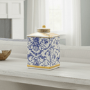 Hamptons Blue White Gold Accent Ginger Jar