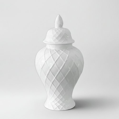 Hamptons Diamond Embossed Ceramic Jar