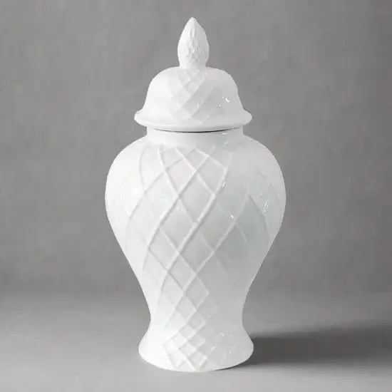 Hamptons Diamond Embossed Ceramic Jar
