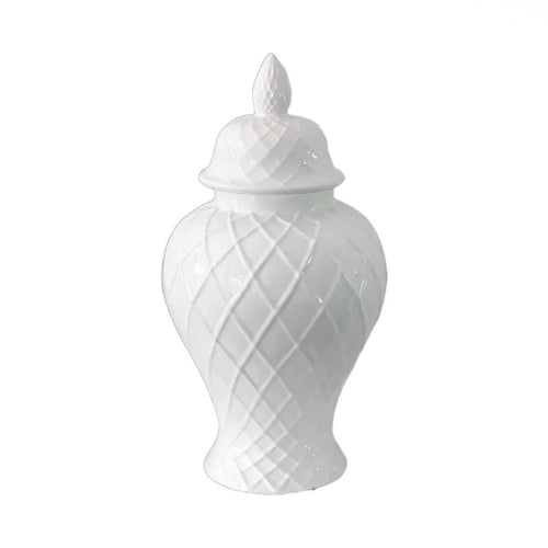 Hamptons Diamond Embossed Ceramic Jar