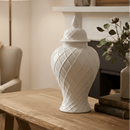 Hamptons Diamond Embossed Ceramic Jar