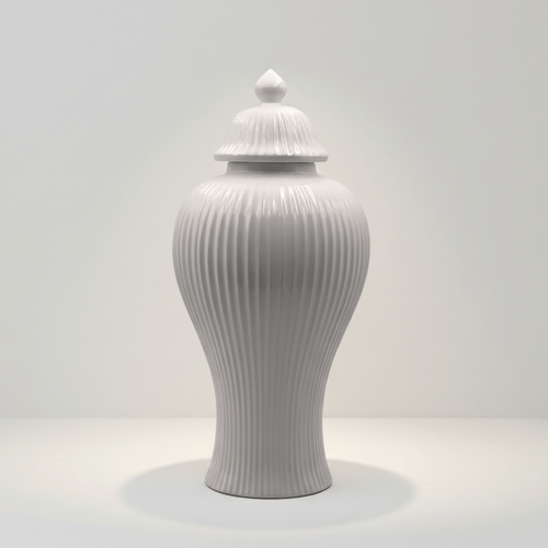 Hamptons Style White Ceramic Ginger Jar