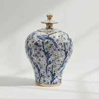 Hand-Painted Blue Bird Floral 30cm Jar