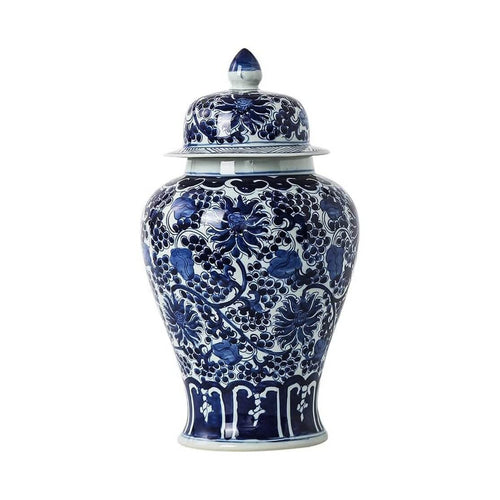Hand-Painted Blue White Ginger Jar Large