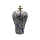 Hand-Painted Blue White Gold Ginger Jar Set