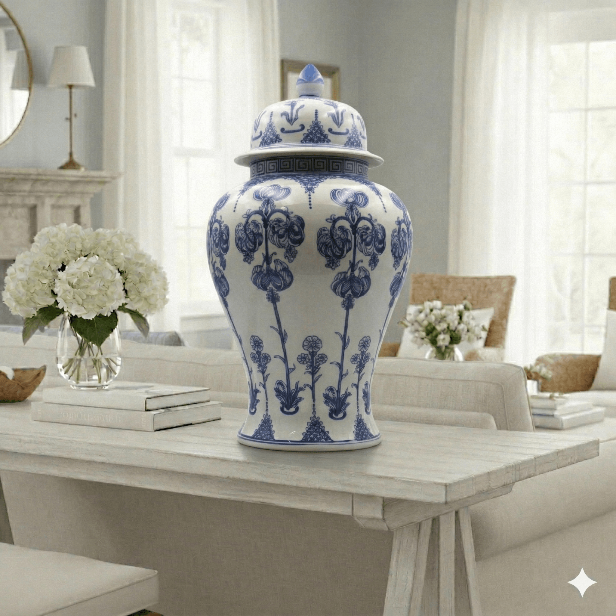 Hand-Painted Chinoiserie Floral Statement Jar