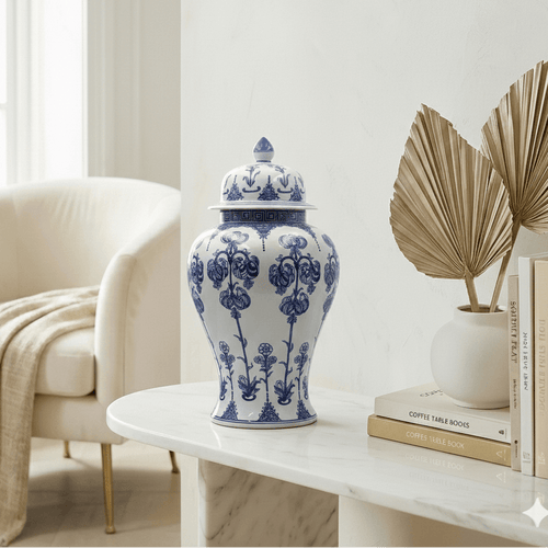 Hand-Painted Chinoiserie Floral Statement Jar