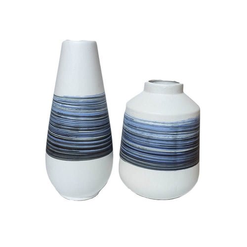 Handcrafted Floral Boho Ceramic Vase Duo