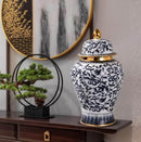Handcrafted Navy Gold Motif Ceramic Jar