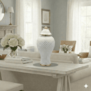 Handcrafted Vintage Gold White Ceramic Jar