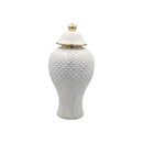 Handcrafted Vintage Gold White Ceramic Jar
