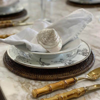 Handwoven Rattan Round Placemats Set of 6 - Antique Brown