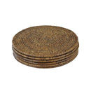 Handwoven Rattan Round Placemats Set of 6 - Antique Brown