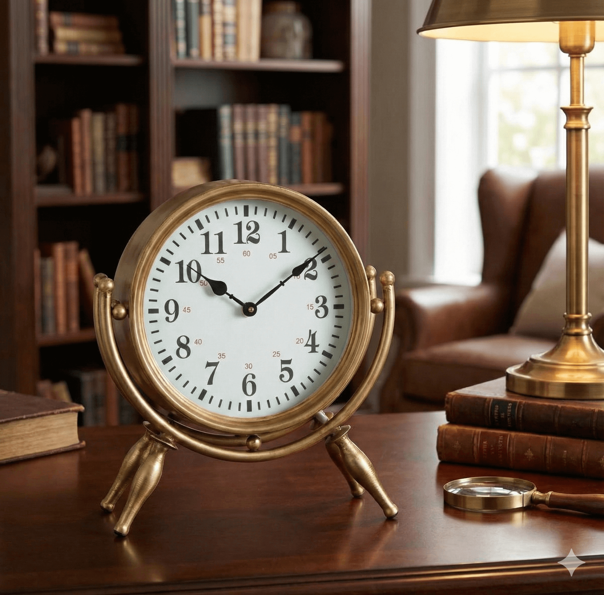 Hayden Gold Angled Legs Table Clock 34cm