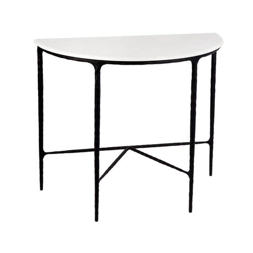 Heston Black Marble Demilune Console Table