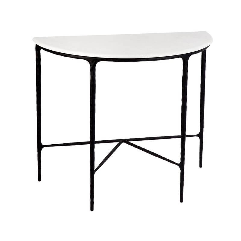 Heston Black Marble Demilune Console Table