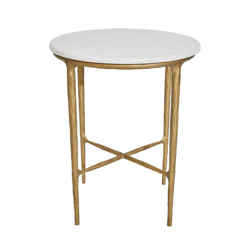 Heston Brass & Marble Round Side Table for Home