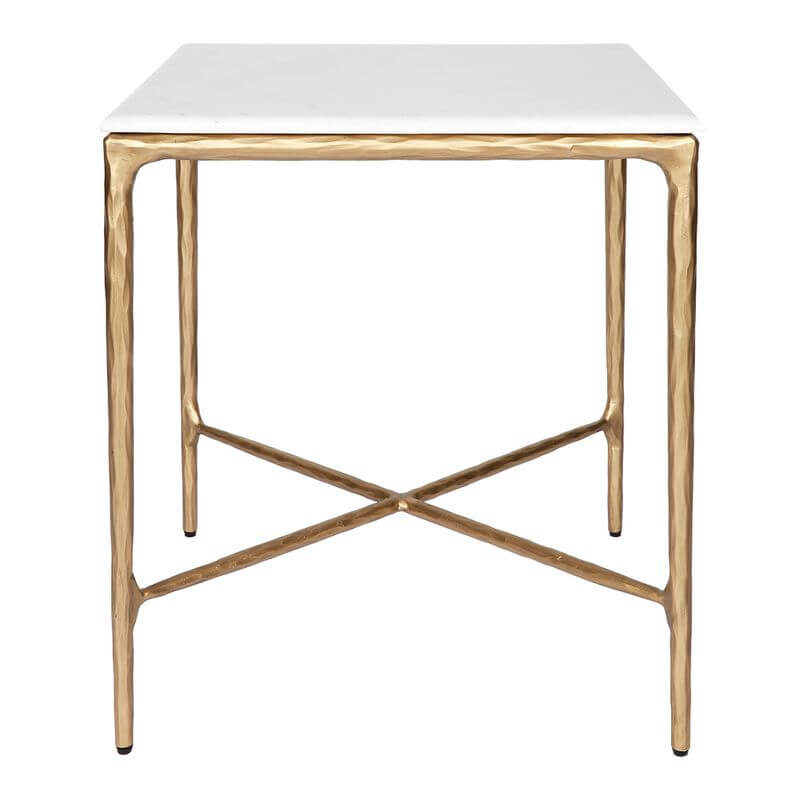 Heston Brass Marble Square Side Table 50cm