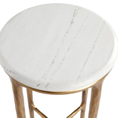 Heston Petite Marble Side Table with Brass Frame