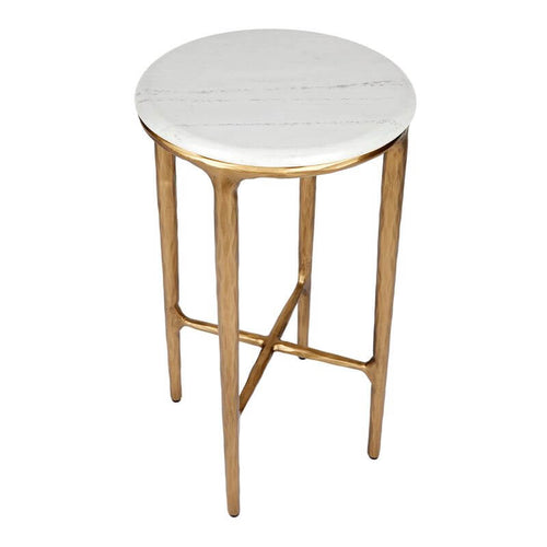 Heston Petite Marble Side Table with Brass Frame