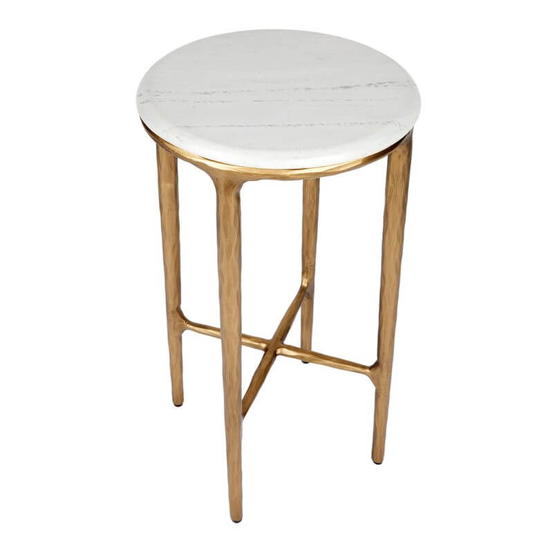 Heston Petite Marble Side Table with Brass Frame
