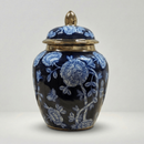 Imperial Navy Blue and Gold Peony Ginger Jar