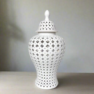 Impressive White Hamptons Lace Ginger Jar