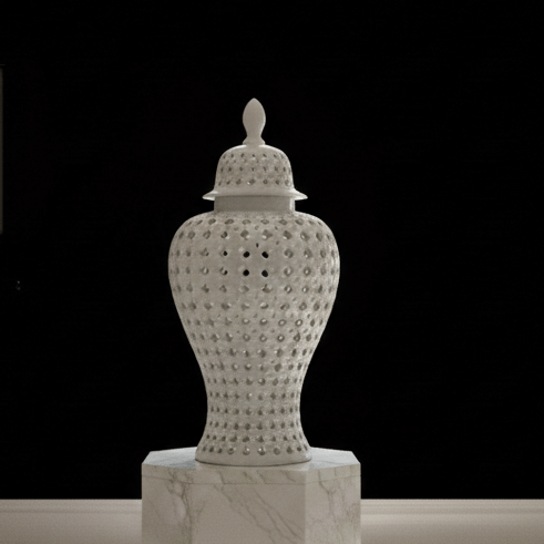 Impressive White Hamptons Lace Ginger Jar
