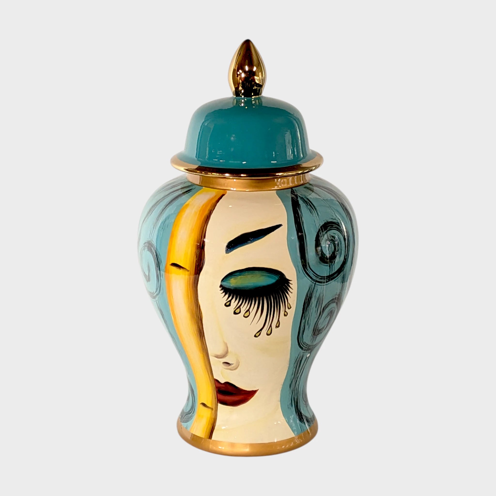 Abstract Face Ceramic Ginger Jar - 39cm