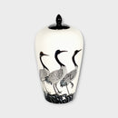 Hand-Painted Ceramic Crane Ginger Jar - 35cm