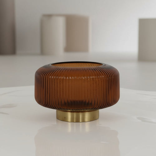 Juno Wide Low Profile Brown Glass Vase