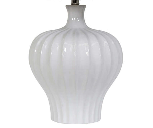 Justina Fluted White Ceramic Table Lamp 68cm
