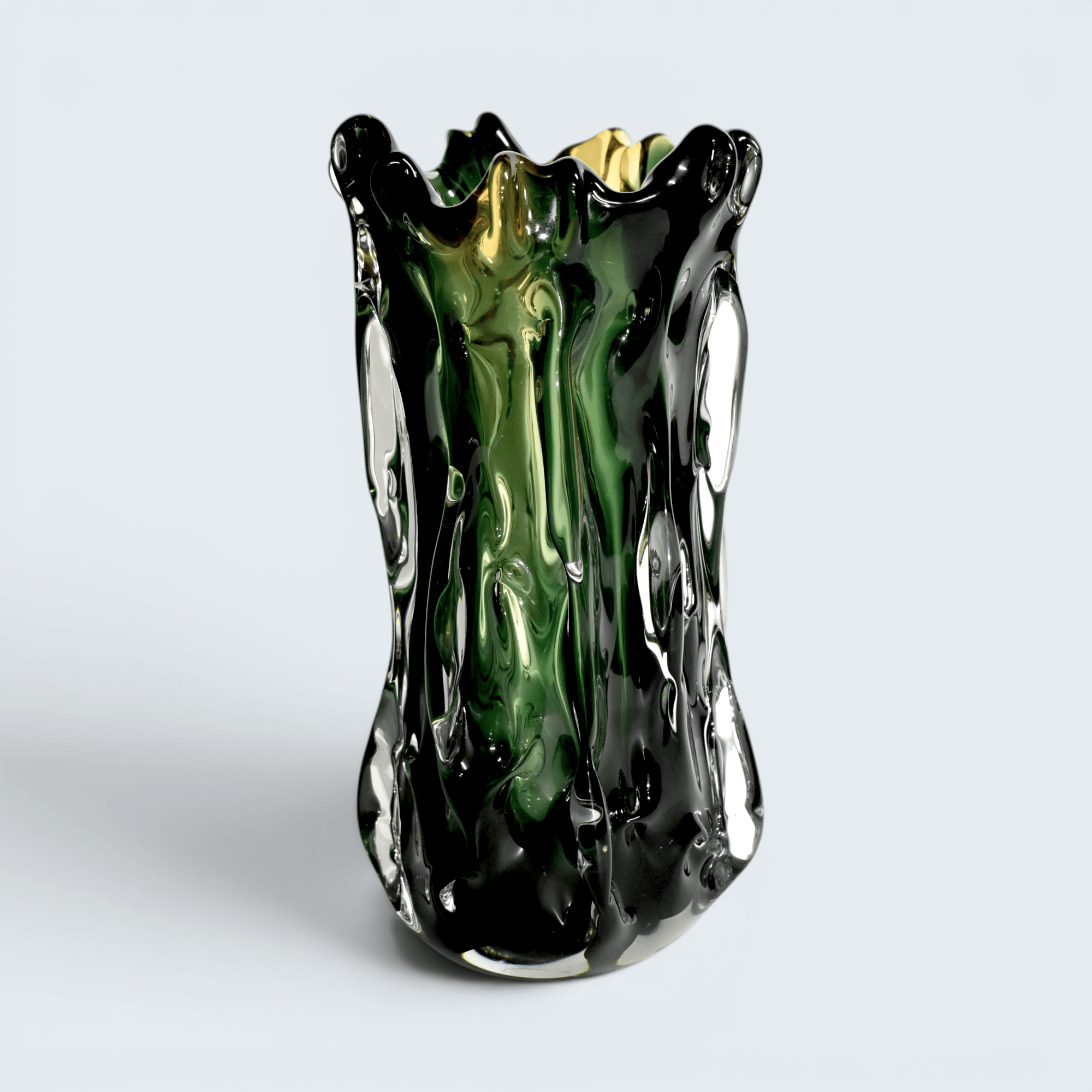 Murano Style Forest Green Glass Vase - 34cm