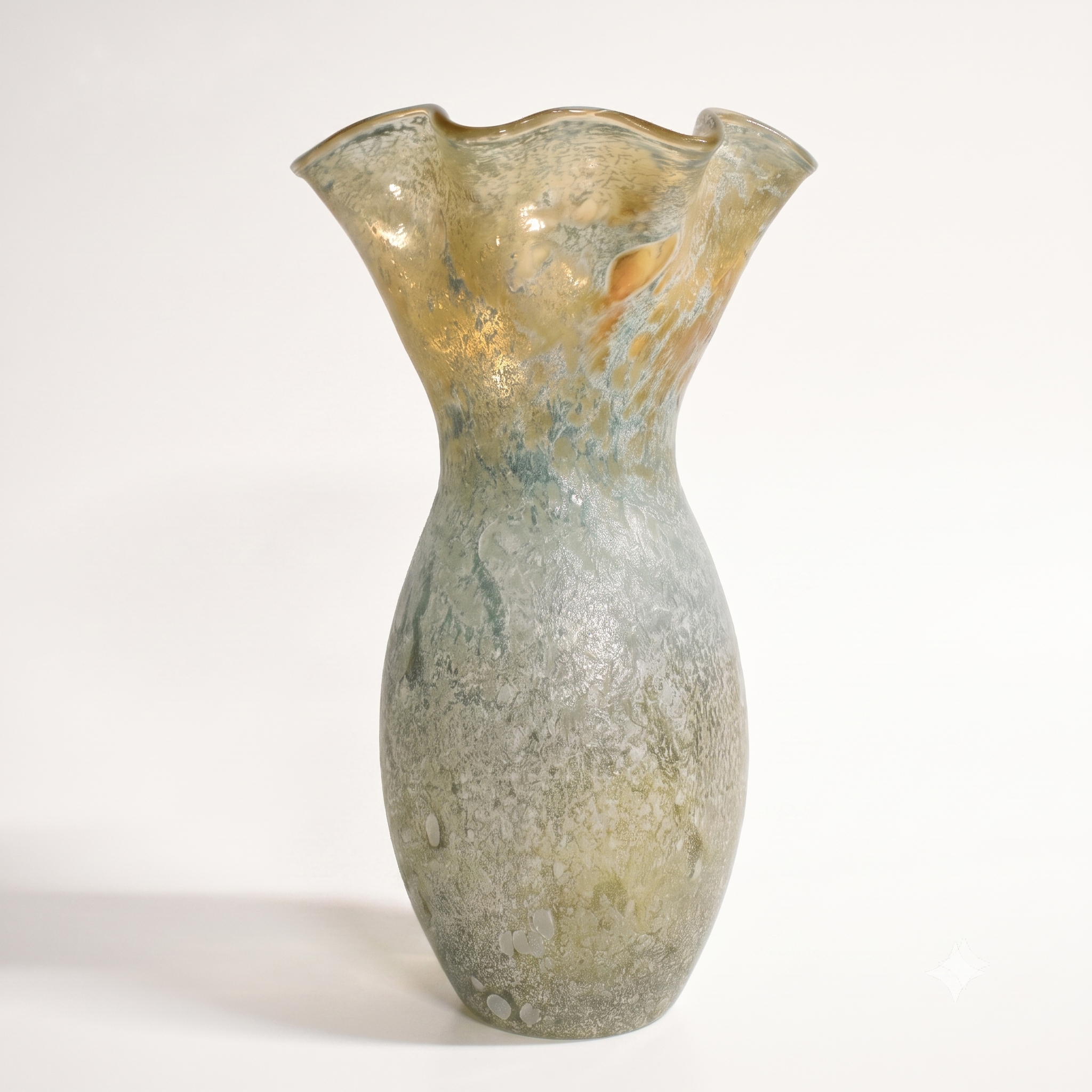 Murano Style Frosted Gold Glass Vase - 43cm