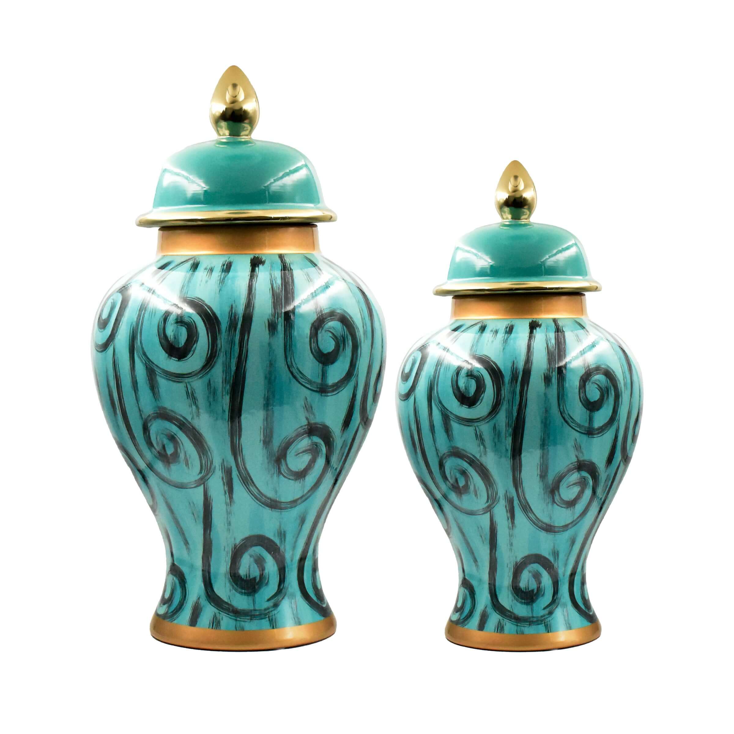 Large Art Deco Face Motif Ceramic Jar Set