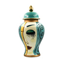 Large Art Deco Face Motif Ceramic Jar Set