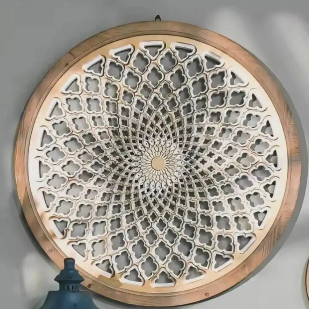 Large Round Wood Wall Art Frame 75cm