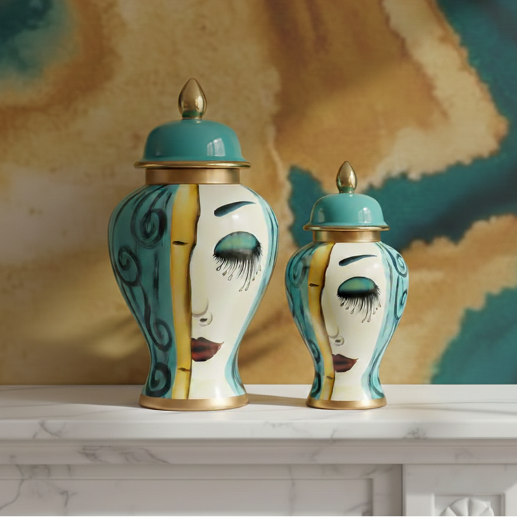 Isabella Art Deco Ceramic Tabletop Jar