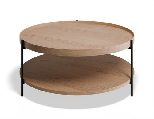 Layer Natural Wood Round Coffee Table 90cm