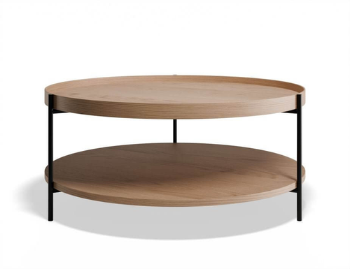 Layer Natural Wood Round Coffee Table 90cm