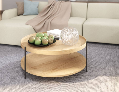 Layer Natural Wood Round Coffee Table 90cm
