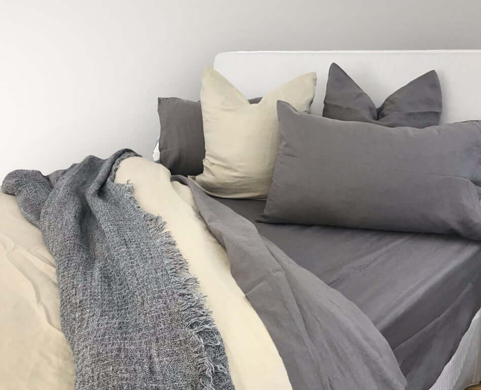 Linen Cover Set Sheets Charcoal Set - King & Queen